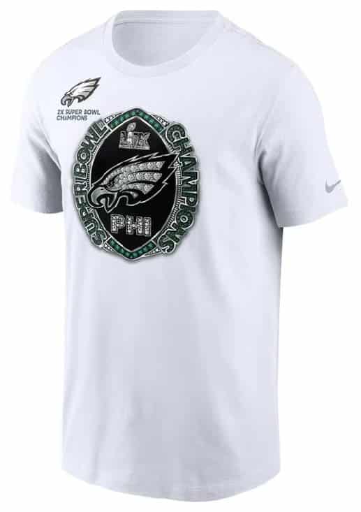 Nike Philadelphia Eagles White 2024 Super Bowl Champions Multi Champ Short Sleeve T Shirt