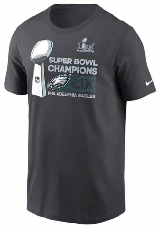 Nike Philadelphia Eagles Grey 2024 Super Bowl Champions Locker Room Short Sleeve T Shirt