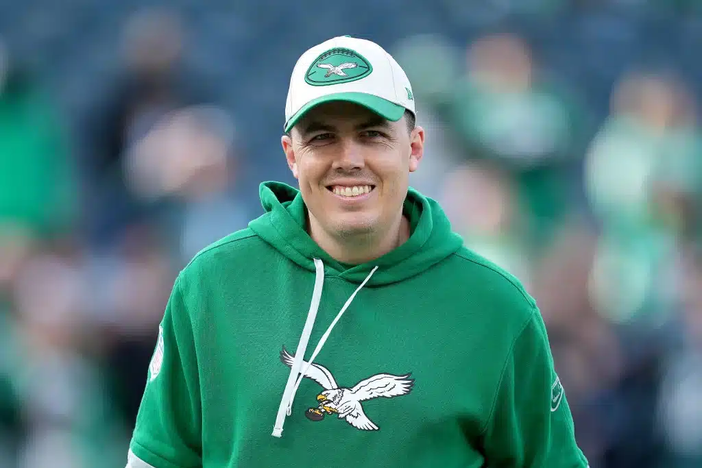 Offensive coordinator Kellen Moore of the Philadelphia Eagles