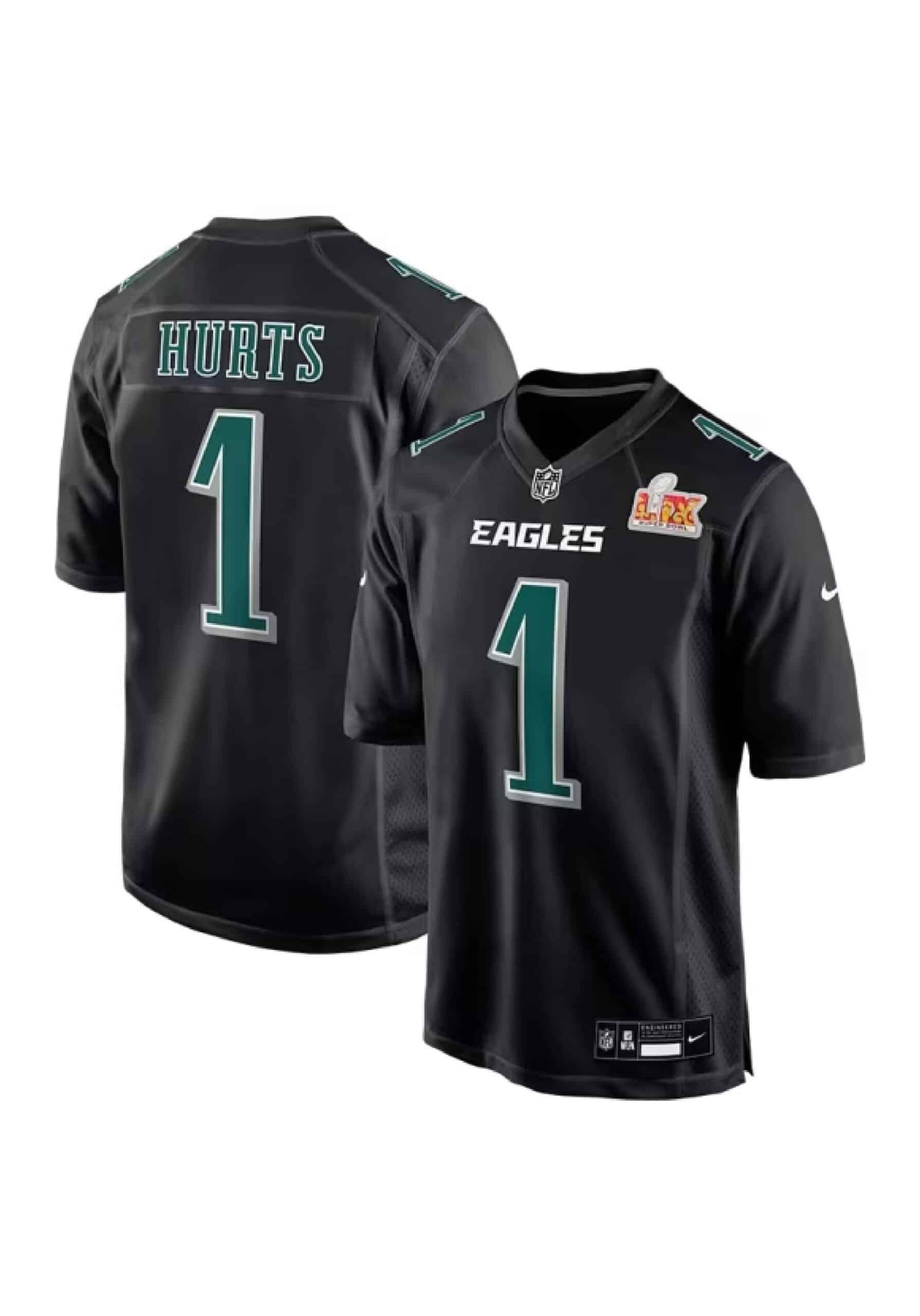 Jalen Hurts Nike Philadelphia Eagles Black 2024 Super Bowl Participant Football Jersey